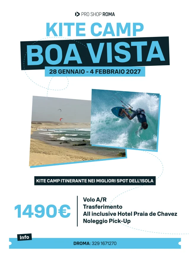 🏄‍♂️ KITE CAMP — BOA VISTA
Dal 28 gennaio al 4 febbraio vivi una settimana tra vento, kite e oceano.
1490€ a persona ✈️ Volo A/R 🚐 Trasferimenti 🏨 All inclusive — Hotel Paia de Chavez 🚙 Noleggio pick-up
Una settimana a Boa Vista, tutto quello che serve per staccare dalla routine e pensare solo a vento e mare.